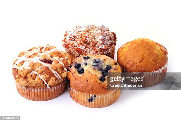 four delicious muffins - muffin stock pictures, royalty-free photos & images