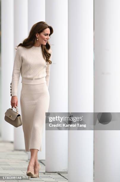 Catherine, Princess of Wales visits Nottingham Trent University on October 11, 2023 in Nottingham, England. The Prince and Princess of Wales are...