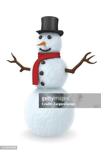 schneemann mit mütze - snowman stock-fotos und bilder