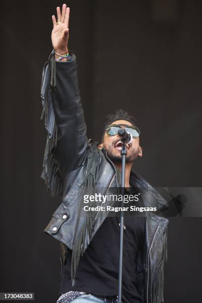 Miguel performs on stage on Day 4 of Hove Festival 2013 on July 5, 2013 in Arendal, Norway.