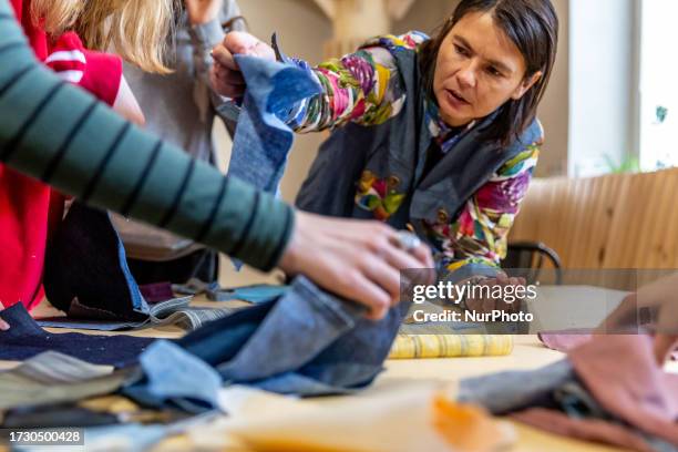 Youth from Chemistry High School in Krakow participates in recycling and upcycling in fashion workshop run by Slow Fashion Cafe in Climate Education...
