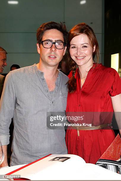 David Dietl and Katrin Bauerfeind attend the Munich Film Festival 2013 - 'Foerderpreis Neues Deutsches Kino' at BMW Museum on July 05, 2013 in...