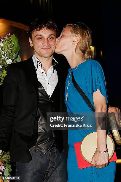 Franz Rogowski and Lana Cooper attend the Munich Film Festival 2013 - 'Foerderpreis Neues Deutsches Kino' at BMW Museum on July 05, 2013 in Munich,...