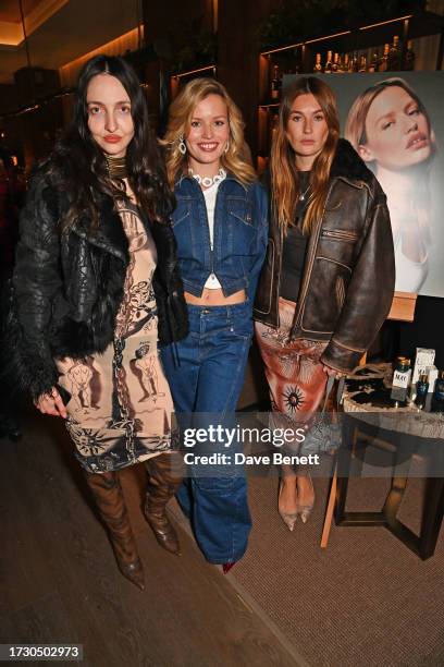 Tish Weinstock, Georgia May Jagger and Camille Charriere attend the launch of Georgia May Jagger's new skincare line 'MAY Botanicals' at 1 Hotel...