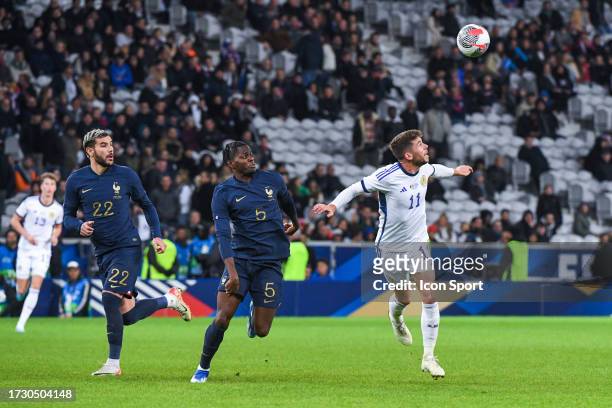 Theo HERNANDEZ of France and Castello LUKEBA of France during the friendly match between France and Scotland at Stade Pierre-Mauroy on October 17,...