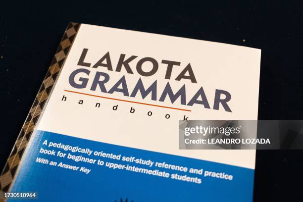 Lakota Grammar book is on display during the ICILDER 2023 Conference in Bloomington, Indiana, on October 13, 2023. Lakota dictionaries, children's...