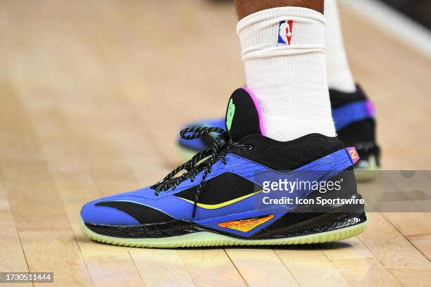Los Angeles Clippers Forward Kawhi Leonard sneakers during a NBA exhibition game between the Denver Nuggets and the Los Angeles Clippers on October...