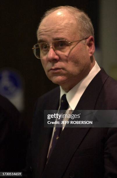 John Robinson stands at the end of the first day of his preliminary hearing 05 February 2001 at the Johnson County Courthouse in Olathe, Kan....