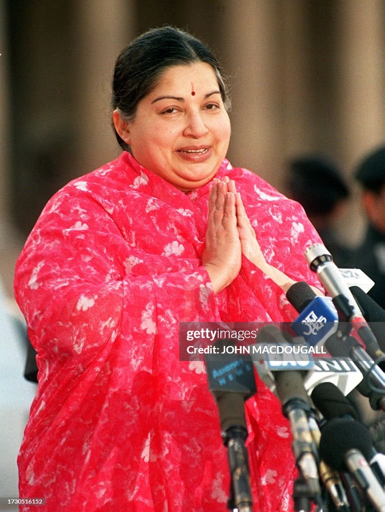 AIADMK Supremo Jayalalitha Jayaram Greets Reporters During A Press aiadmk-supremo-jayalalitha-jayaram-greets-reporters-during-a-press
