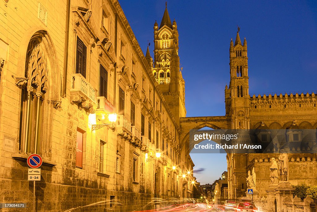 Palermo Cathedral at dusk
