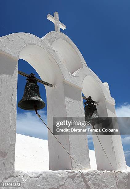 bell tower, oia, santorini - dietmar temps stockfoto's en -beelden