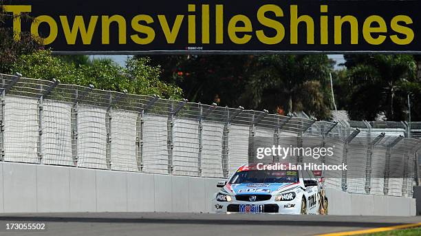 James Courtney drives the Holden Racing Team Holden during qualifying for the Townsville 400, which is round seven of the V8 Supercar Championship...