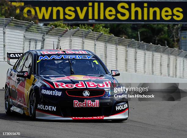 Jamie Whincup drives the Red Bull Racing Australia Holden during qualifying for the Townsville 400, which is round seven of the V8 Supercar...