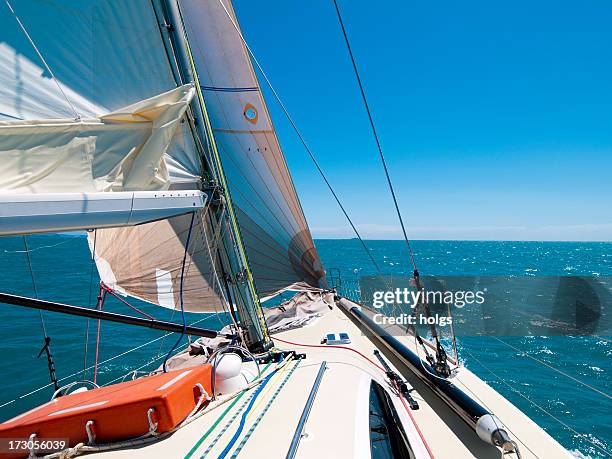 sailing the whitsunday islands - whitsunday island stock pictures, royalty-free photos & images