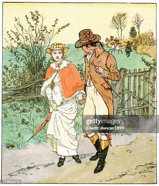 illustrations, cliparts, dessins animés et icônes de les trois jovial huntsmen - jane austen