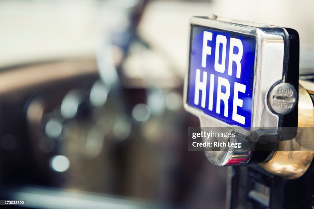 British Taxi For Hire Sign
