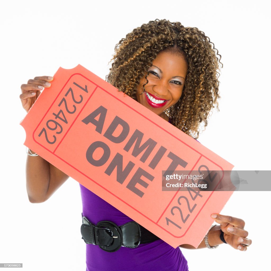 Pretty Woman Holding Ticket