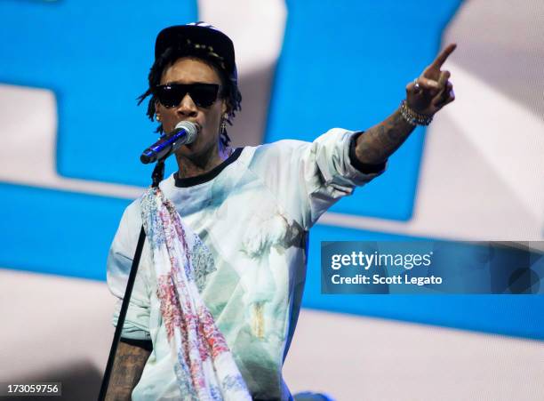 Wiz Khalifa performs during the Quebec Festival D'ete on July 5, 2013 in Quebec City, Canada.