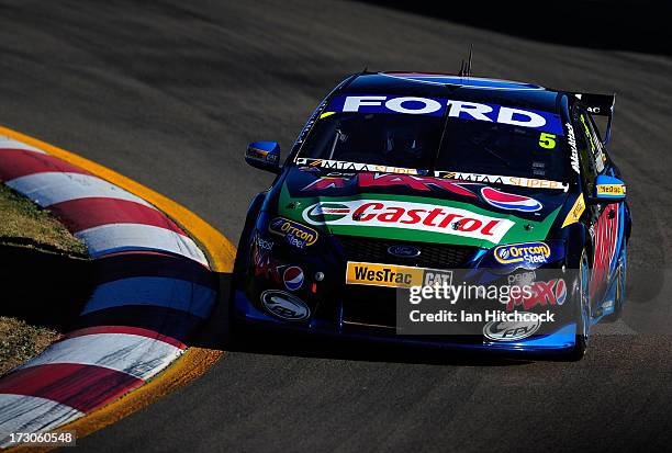 Mark Winterbottom drives the Ford's Pepsi Max Crew Ford during practice for the Townsville 400, which is round seven of the V8 Supercar Championship...