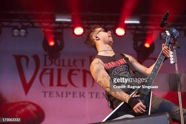 Matthew Tuck of Bullet For My Valentine performs on stage on Day 4 of Hove Festival 2013 on July 5, 2013 in Arendal, Norway.