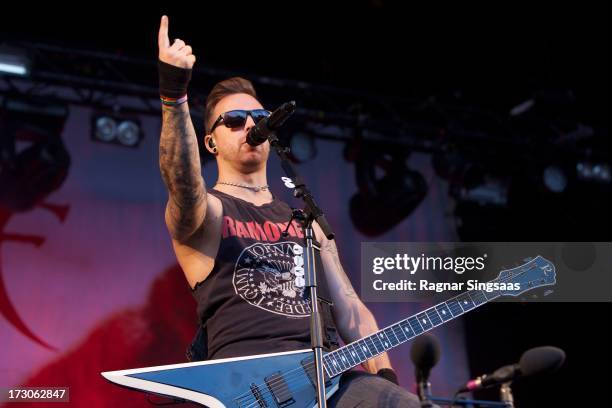 Matthew Tuck of Bullet For My Valentine performs on stage on Day 4 of Hove Festival 2013 on July 5, 2013 in Arendal, Norway.