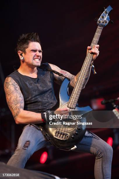 Jason James of Bullet For My Valentine performs on stage on Day 4 of Hove Festival 2013 on July 5, 2013 in Arendal, Norway.