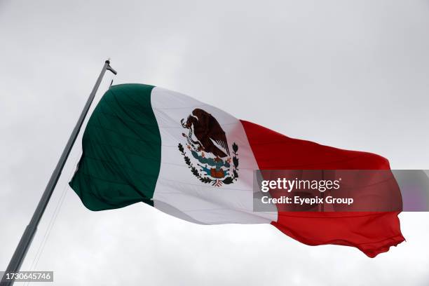 October 15 Mexico City, Mexico: Members of the Mexican Army lower the monumental flag of Mexico in the Zocalo during the XXIII Zocalo International...