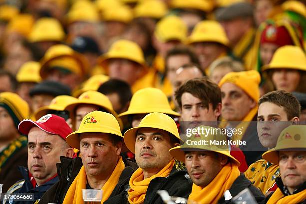 Australian fans during the International Test match between the Australian Wallabies and British & Irish Lions at ANZ Stadium on July 6, 2013 in...