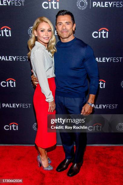 Kelly Ripa and Mark Consuelos attend "Live with Kelly and Mark" at PaleyFest NY 2023 at The Paley Museum on October 11, 2023 in New York City.