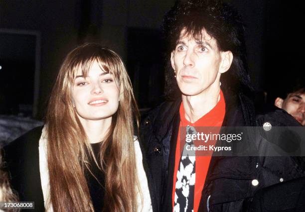 Model and actress Paulina Porizkova with her husband, singer Ric Ocasek, circa 1990.