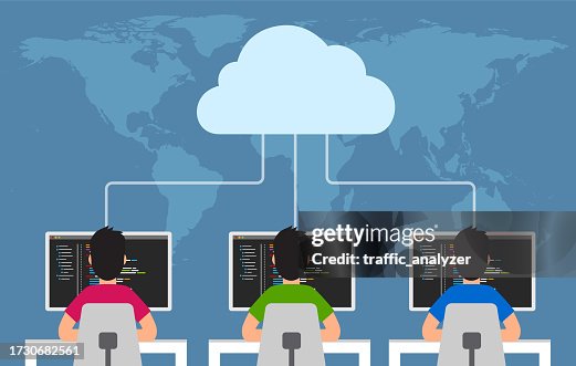Software developers connected to cloud Software developers connected to cloud