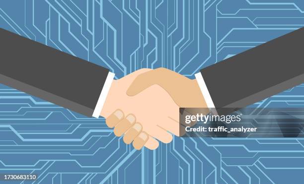 smart contract - holding computer chip stock illustrations