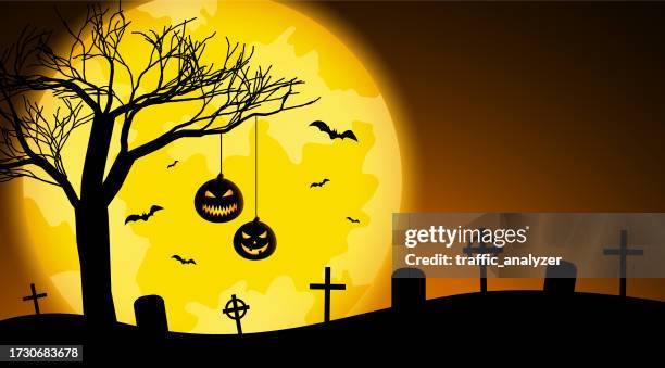 halloween background - graveyard background stock illustrations