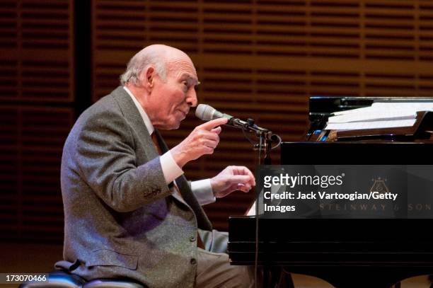 American jazz producer and promotor George Wein plays piano with 'George Wein and Friends' at Carnegie Hall's 'Just Jazz: The Joyce Wein Series'...