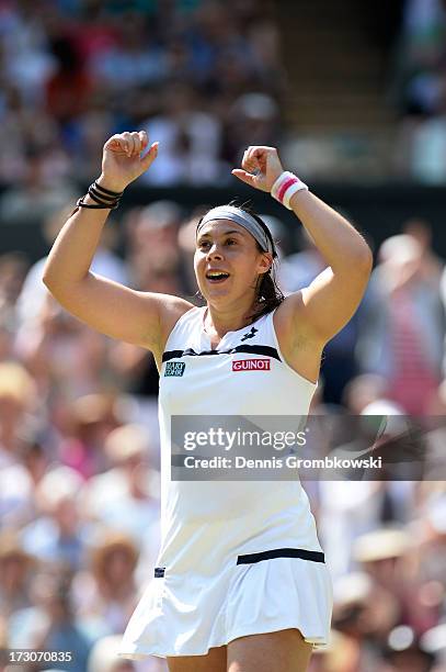 Marion Bartoli of France celebrates victory during the Ladies' Singles final match against Sabine Lisicki of Germany on day twelve of the Wimbledon...