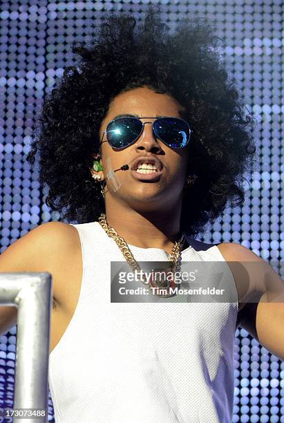 Princeton of Mindless Behavior performs as part of the group's All Around The World Tour at The Paramount Theatre on July 5, 2013 in Oakland,...
