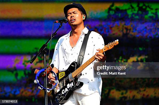 Dougy Mandagi of The Temper Trap performs at day 2 of British Summer Time Hyde Park presented by Barclaycard at Hyde Park on July 6, 2013 in London,...