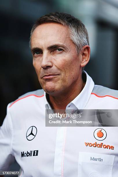 McLaren Team Principal Martin Whitmarsh is seen following qualifying for the German Grand Prix at the Nuerburgring on July 6, 2013 in Nuerburg,...