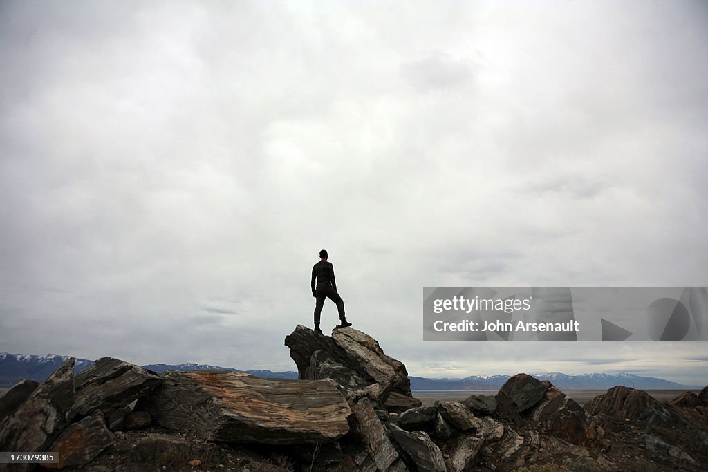 Antelope Island, Utah. Road-trip male