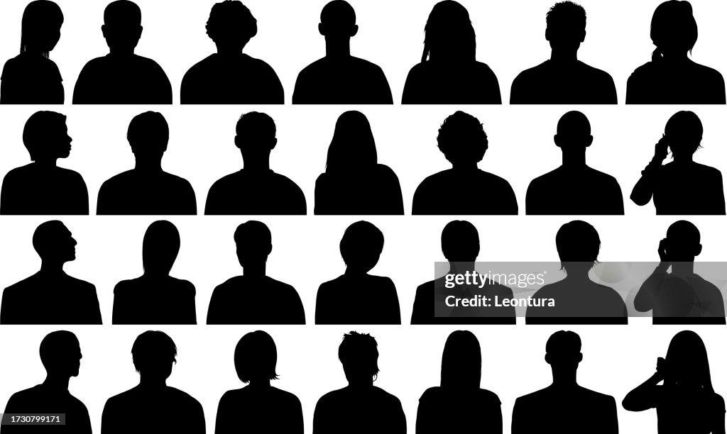 Highly Detailed Heads and Shoulders Silhouettes