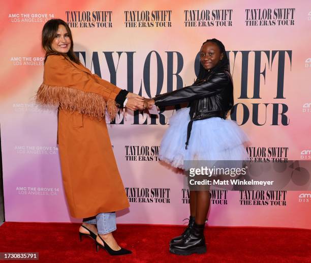 Mariska Hargitay and Amaya Hermann attend "Taylor Swift: The Eras Tour" Concert Movie World Premiere at AMC The Grove 14 on October 11, 2023 in Los...