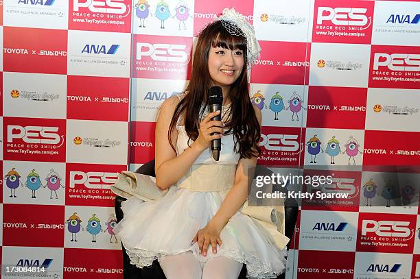 Natsuko Aso meets with the press during the Japan Expo at Paris-nord Villepinte Exhibition Center on July 6, 2013 in Paris, France.