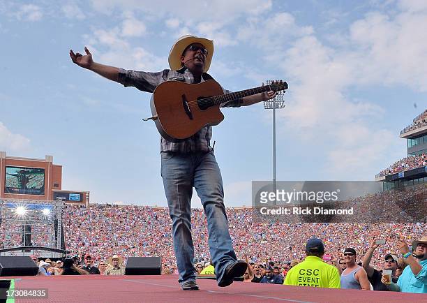 Garth Brooks performs during the Oklahoma Twister Relief Concert to benefit United Way of Central Oklahoma May Tornadoes Relief Fund at Gaylord...
