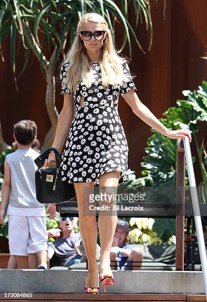 Paris Hilton is seen shopping in Malibu on July 6, 2013 in Los Angeles, California.