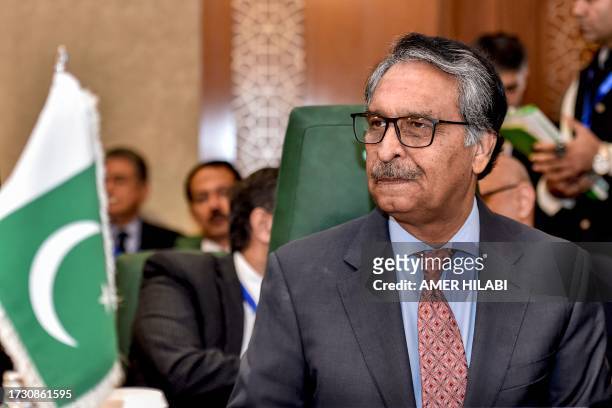 Pakistan's Foreign Minister Jalil Abbas Jilani attends an extraordinary meeting of the Organisation of Islamic Cooperation's executive committee...