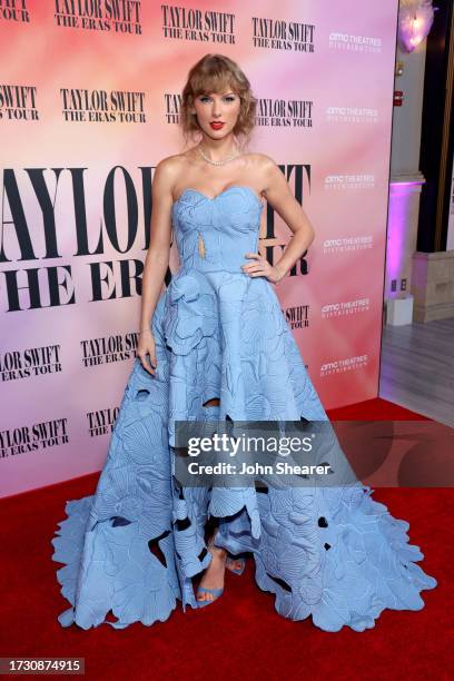 Taylor Swift attends the "Taylor Swift: The Eras Tour" Concert Movie World Premiere at AMC The Grove 14 on October 11, 2023 in Los Angeles,...