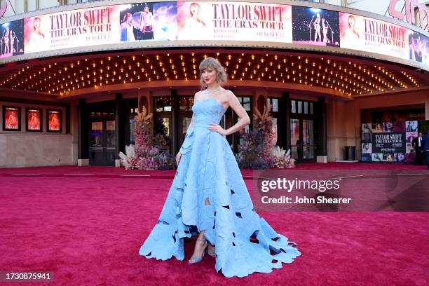 Taylor Swift attends the "Taylor Swift: The Eras Tour" Concert Movie World Premiere at AMC The Grove 14 on October 11, 2023 in Los Angeles,...