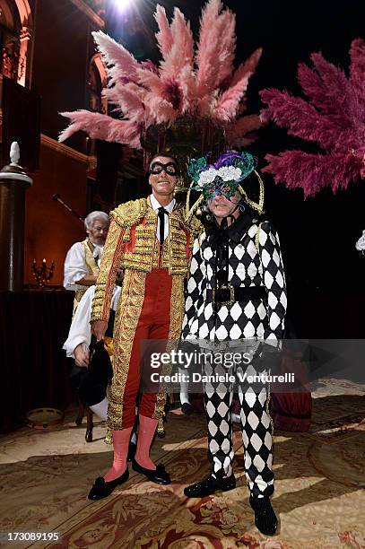 Designers Stefano Gabbana and Domenico Dolce attend the 'Ballo in Maschera' to Celebrate Dolce&Gabbana Alta Moda at Palazzo Pisani Moretta on July 6,...