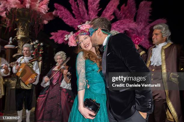 Olivia Grant and Diego Bivero Volpe attends the 'Ballo in Maschera' to Celebrate Dolce&Gabbana Alta Moda at Palazzo Pisani Moretta on July 6, 2013 in...