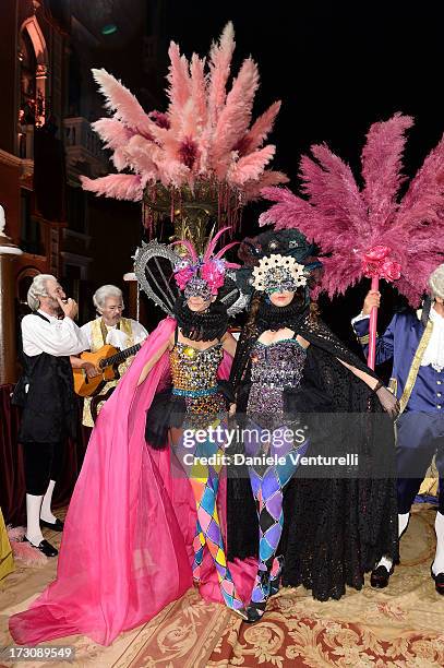 Giovanna Battaglia and Sara Battaglia attend the 'Ballo in Maschera' to Celebrate Dolce&Gabbana Alta Moda at Palazzo Pisani Moretta on July 6, 2013...